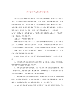 关于会计个人的工作计划5篇