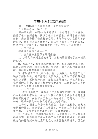 年度个人的工作总结 