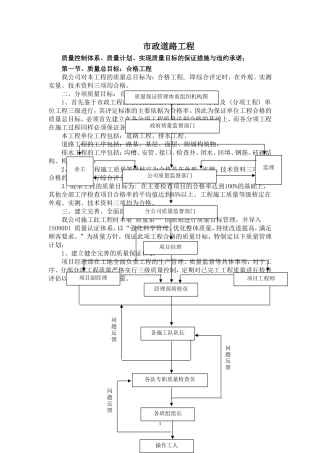 市政道路工程质量控制体系、质量计划、质量目标保证措施及违约承诺
