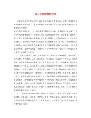 实习生带教导师评语 