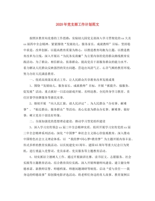 2020年党支部工作计划范文