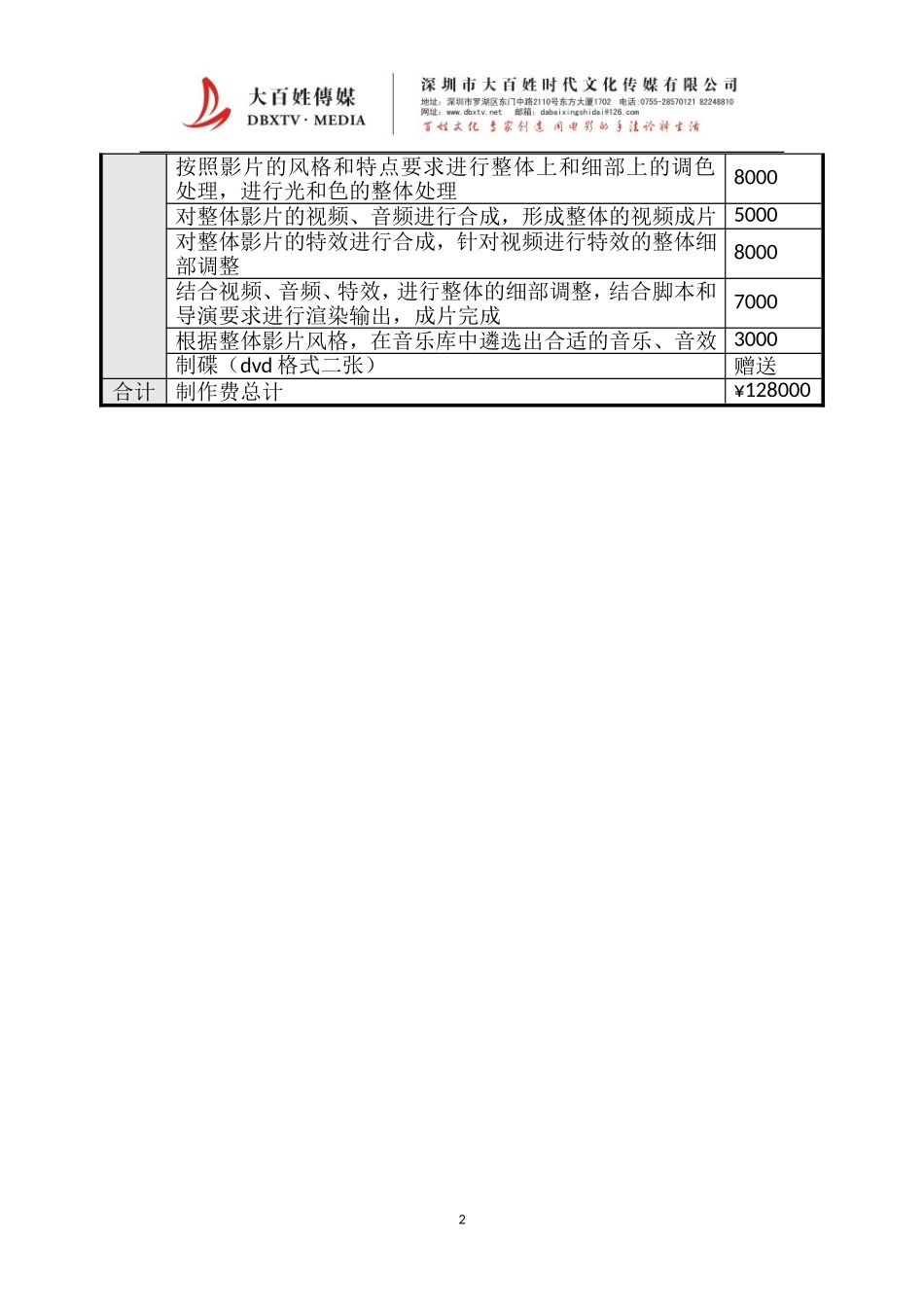 标准版宣传片报价单_第2页