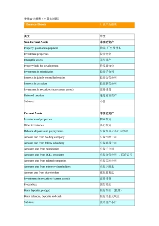 香港会计报表(中英文对照)