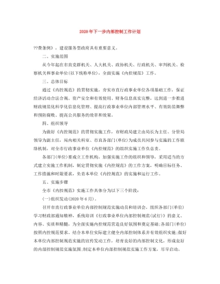2020年下一步内部控制工作计划