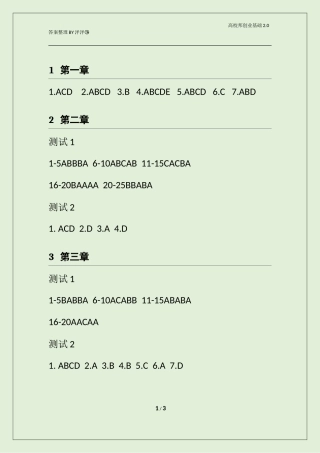 创业基础2.0全部测试答案
