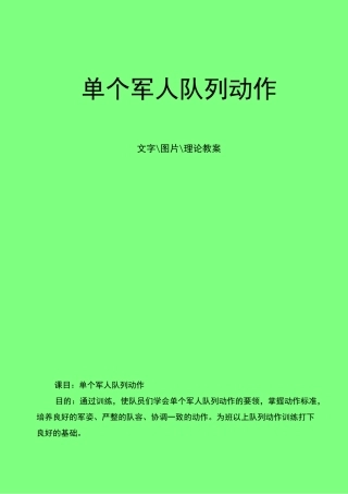 单个军人队列动作教程(DOC)