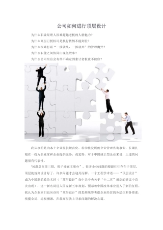公司如何进行顶层设计
