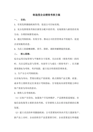 绩效考核制定方案