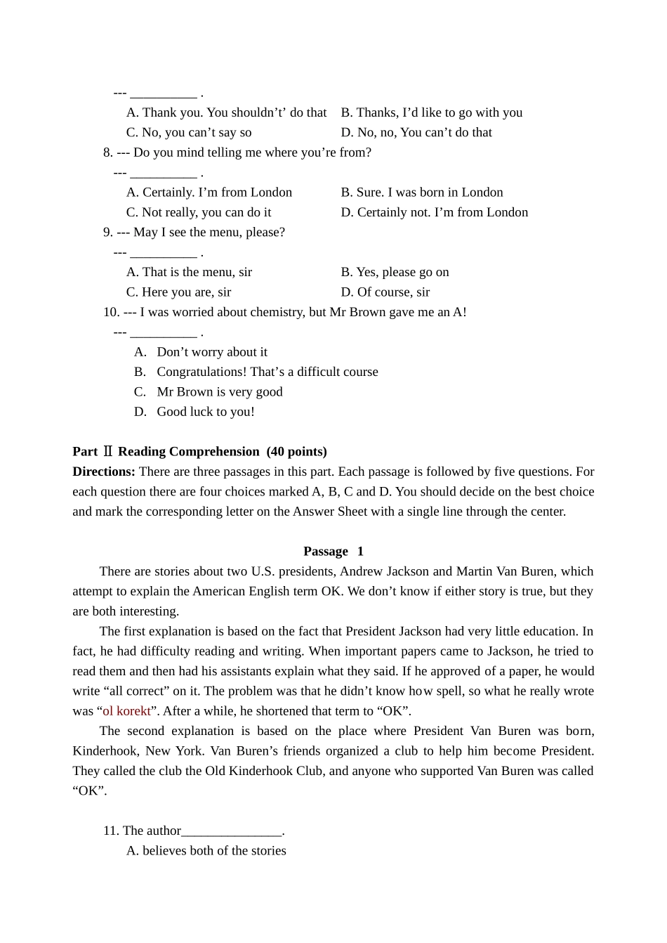 大学英语B级考试模拟试题与答案解析_第2页