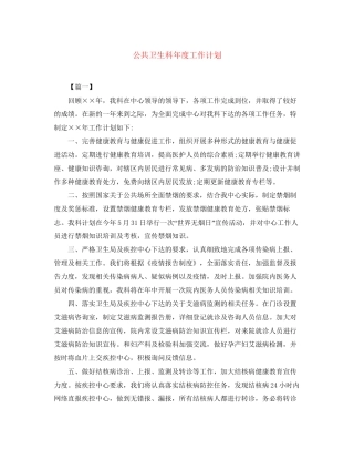 公共卫生科年度工作计划