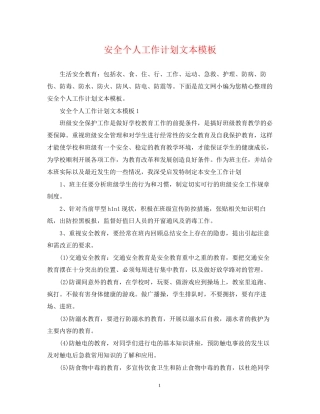 安全个人工作计划文本模板