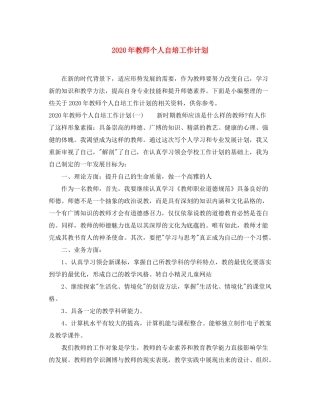2020年教师个人自培工作计划