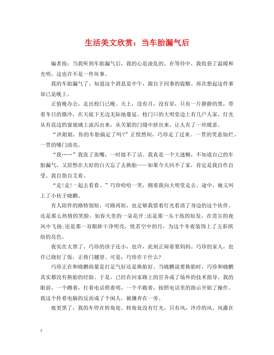 生活美文欣赏：当车胎漏气后 _第1页