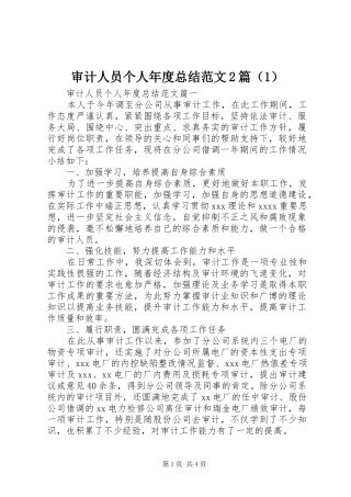审计人员个人年度总结范文2篇（1）