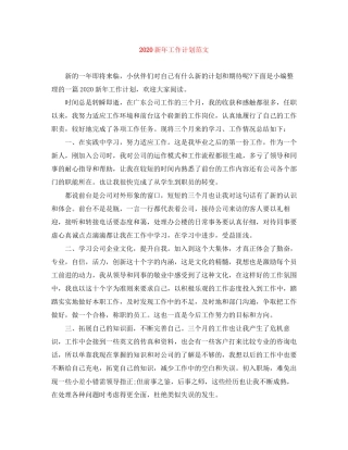 新年工作计划范文