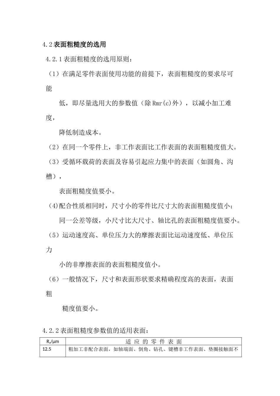 表面粗糙度的选用原则-适用表面和推荐值_第1页