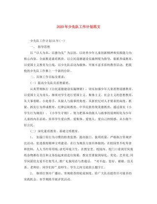 2020年少先队工作计划范文2