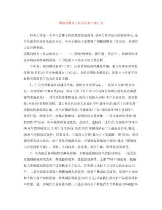 国税局财务工作总结和工作计划