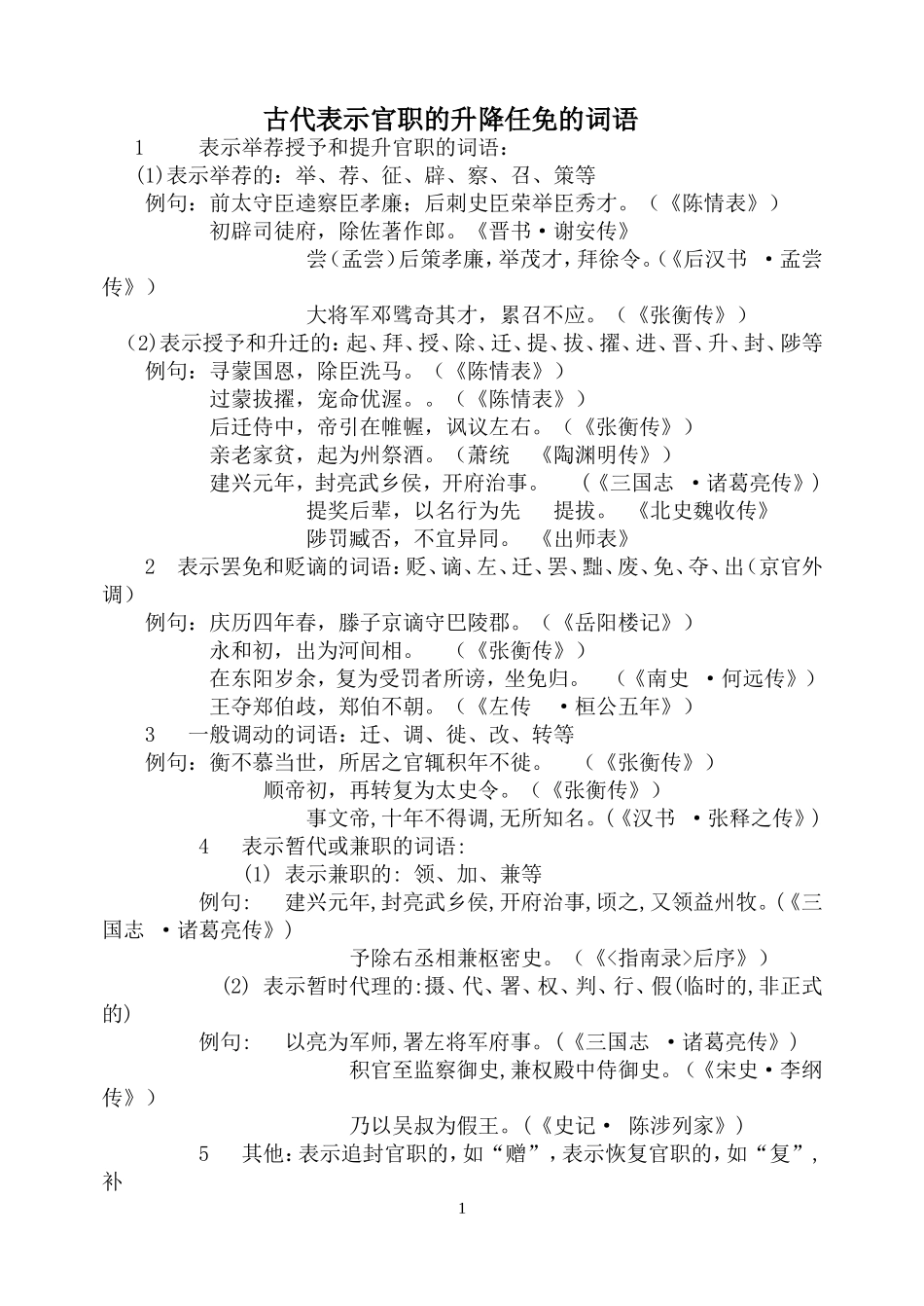 古代表示官职的升降任免的词语---副本_第1页