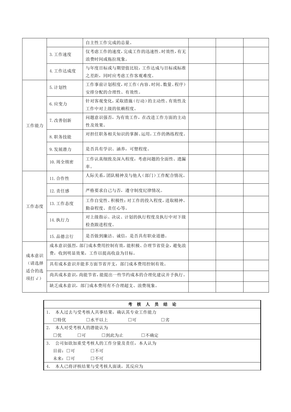 公司年度员工个人考核表_第3页