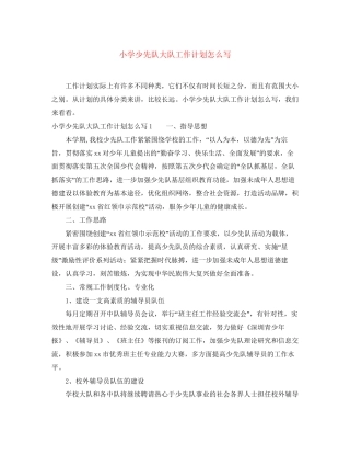 小学少先队大队工作计划怎么写