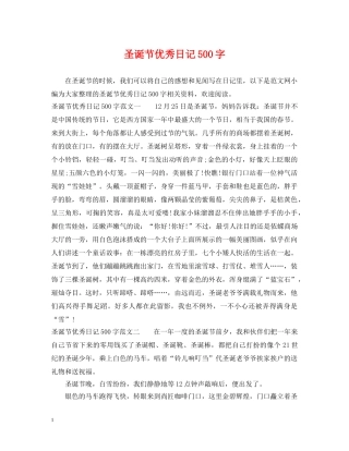 圣诞节优秀日记500字 
