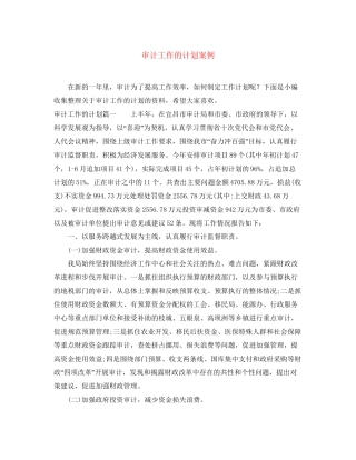 审计工作的计划案例