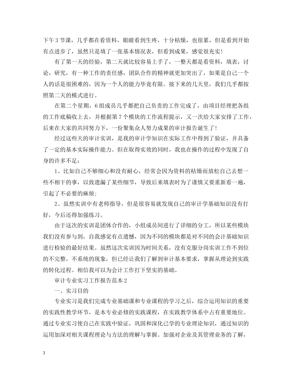 审计专业实习工作报告范本 _第3页