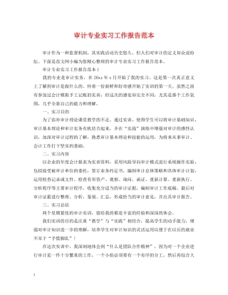 审计专业实习工作报告范本 