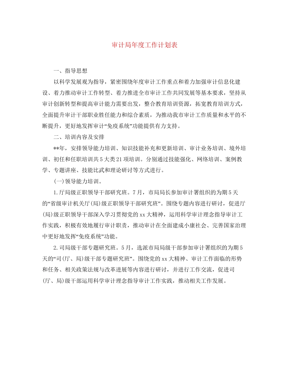 审计局年度工作计划表_第1页