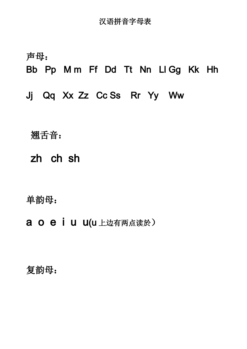 汉语拼音字母表-完整版-可A4打印_第1页