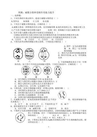 周测：减数分裂能力提升