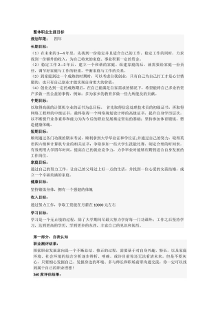 整体职业生涯目标