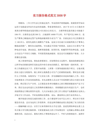 实习报告格式范文3000字 