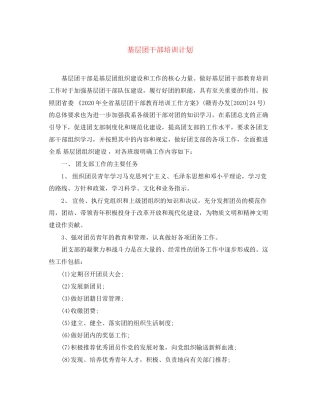 基层团干部培训计划