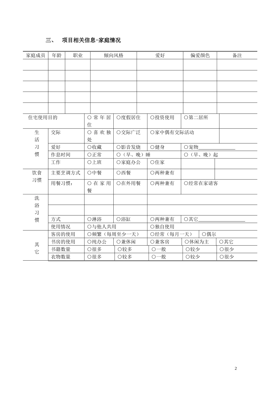 装饰设计客户需求问卷调查表_第2页