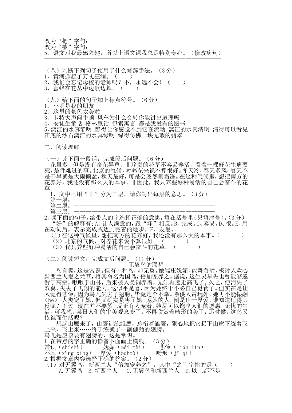 毕业班语文模拟试题_第2页