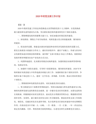 2020年村党支部工作计划