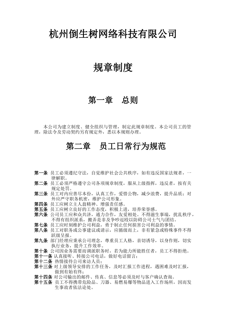 公司规章制度范本(详细版)_第2页