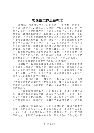 实践部工作总结范文 