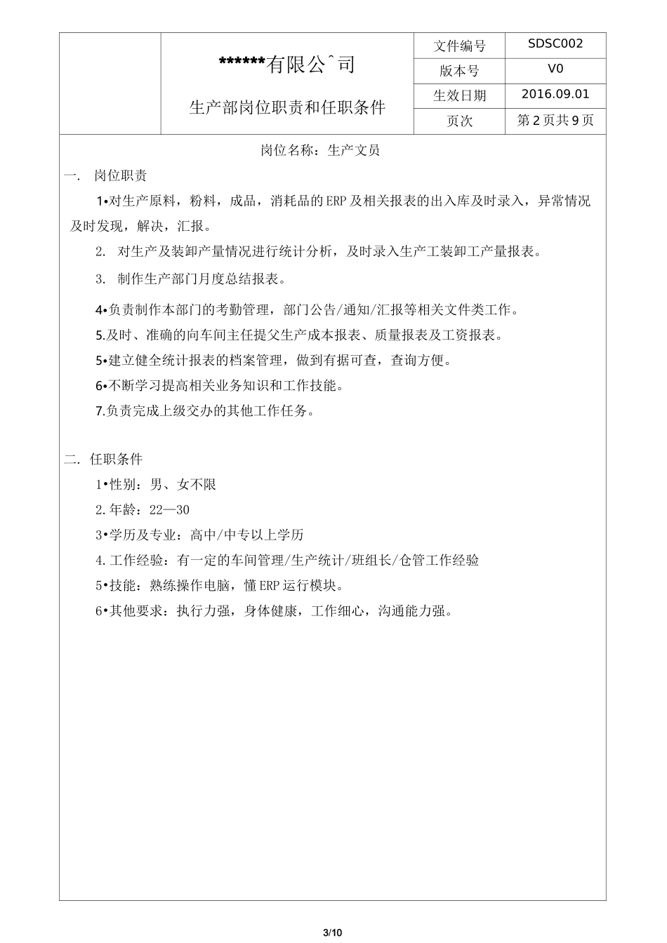 生产部岗位职责及任职条件_第3页