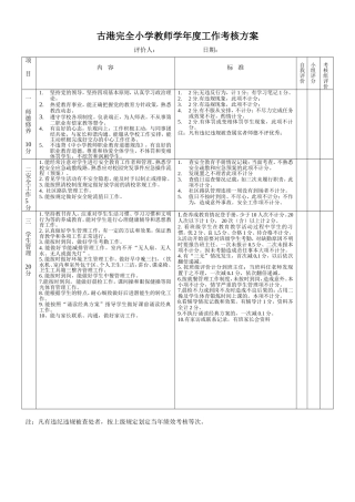 小学教师学年度工作考核方案