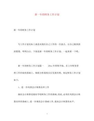 新一年的财务工作计划