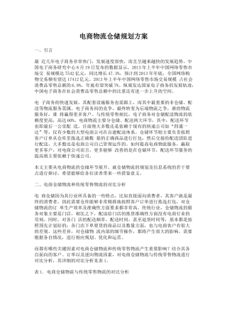 电商物流仓储规划方案