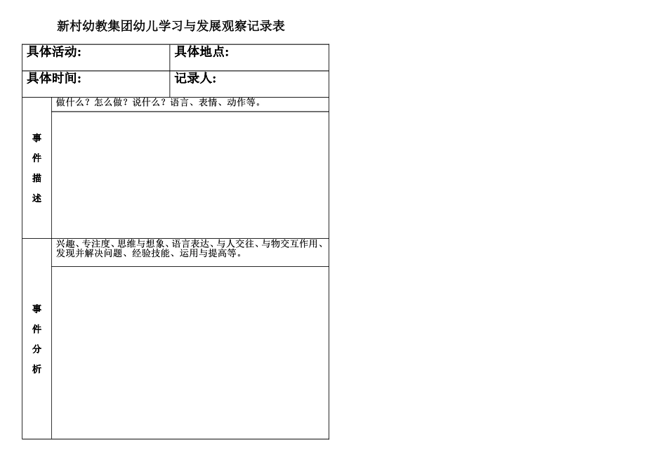 新村幼教集团幼儿学习与发展观察记录表（二）_第1页