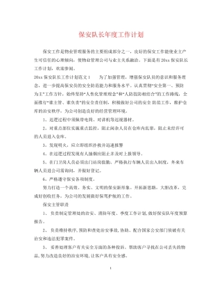 保安队长年度工作计划2