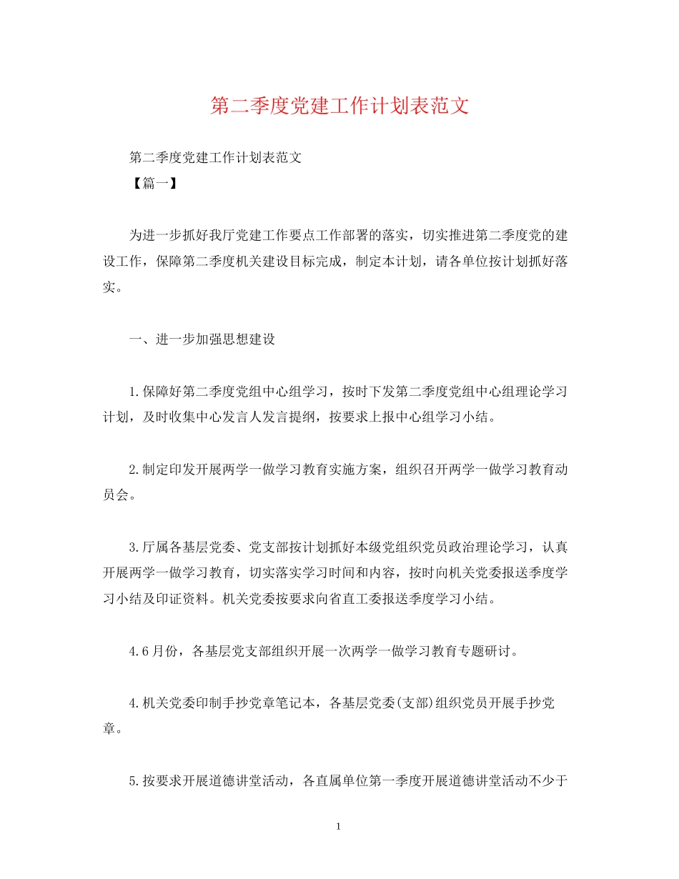 第二季度党建工作计划表范文2)_第1页