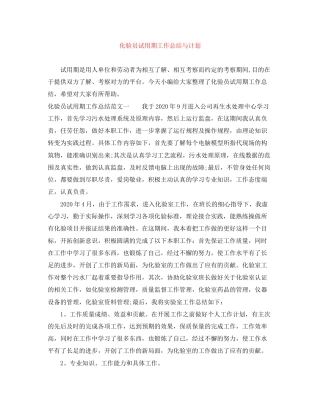 化验员试用期工作总结与计划