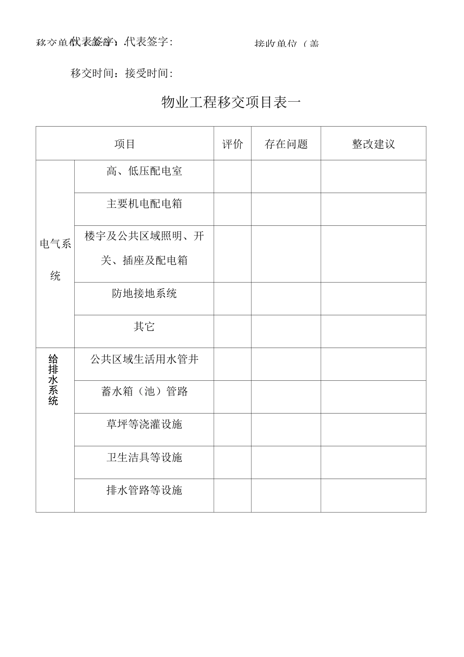 物业移交表格_第2页