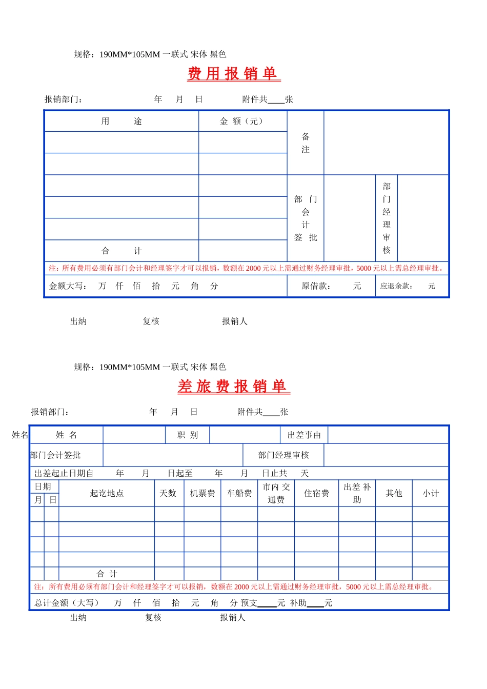 财务报销单表格—带尺寸_第1页